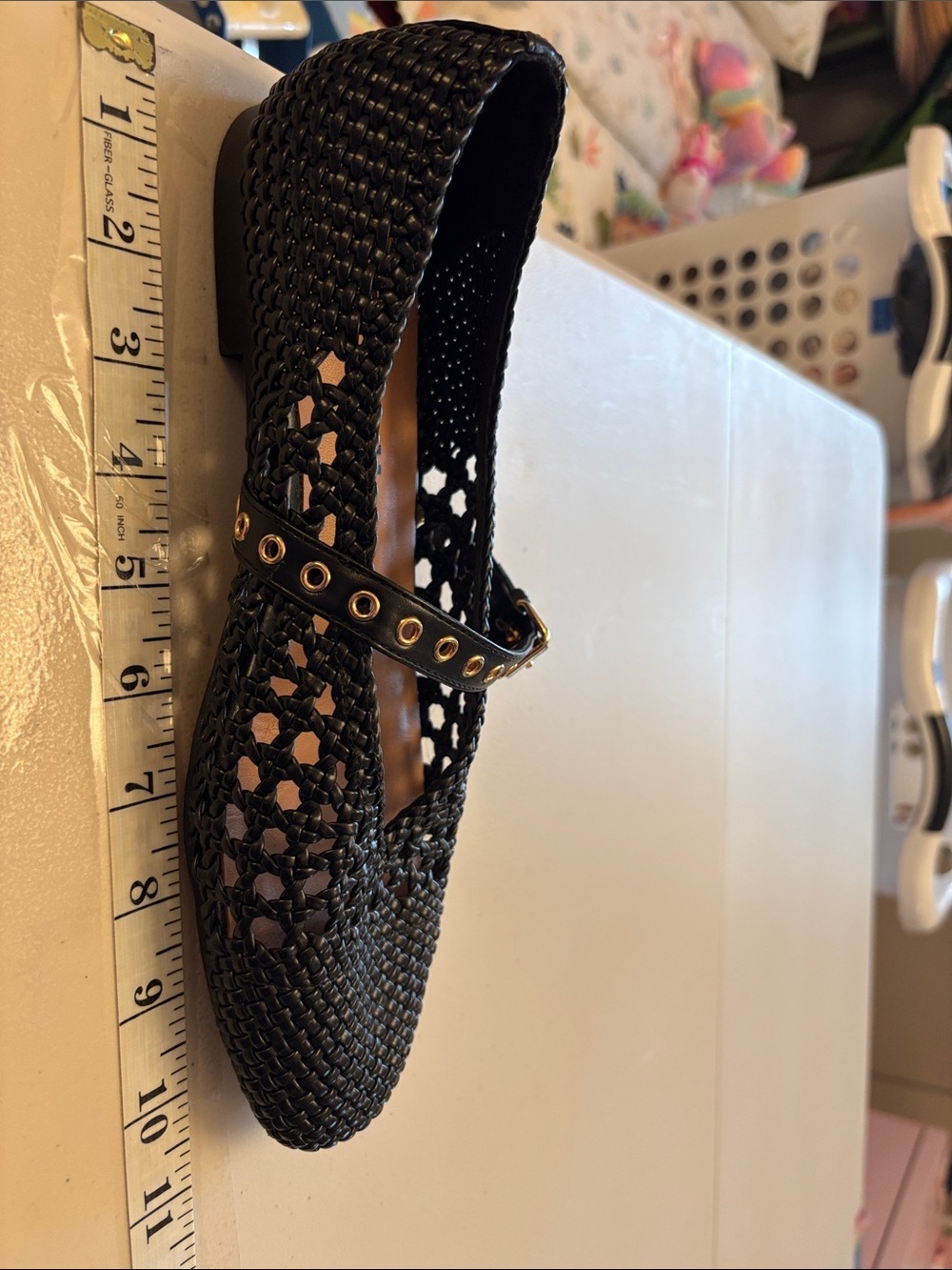 Bibi Lou Woven Moto Ballet Flat Size 40 Mary Jane Eyelet Strap Leather Boho Chic - Picture 9 of 10